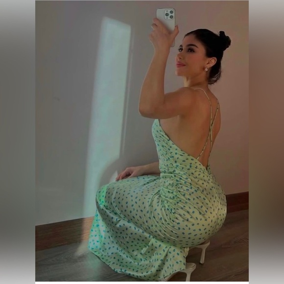 ZARA Blogger Favorite NWT Satin Ruched Midi Floral Milkmaid Dress - Picture 1 of 4